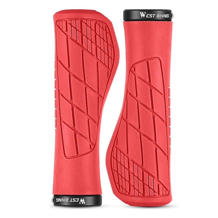 1 Pair WEST BIKING YP0804060 Bicycle Grips Mountain Bike Non-Slip Rubber Grips(Red) - Outdoor & Sports by WEST BIKING | Online Shopping UK | buy2fix
