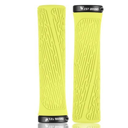 1 Pair WEST BIKING YP0804061 Bicycle Anti-Slip Shock Absorber Grip Mountain Bike Rubber Handlebar Cover(Yellow) - Outdoor & Sports by WEST BIKING | Online Shopping UK | buy2fix