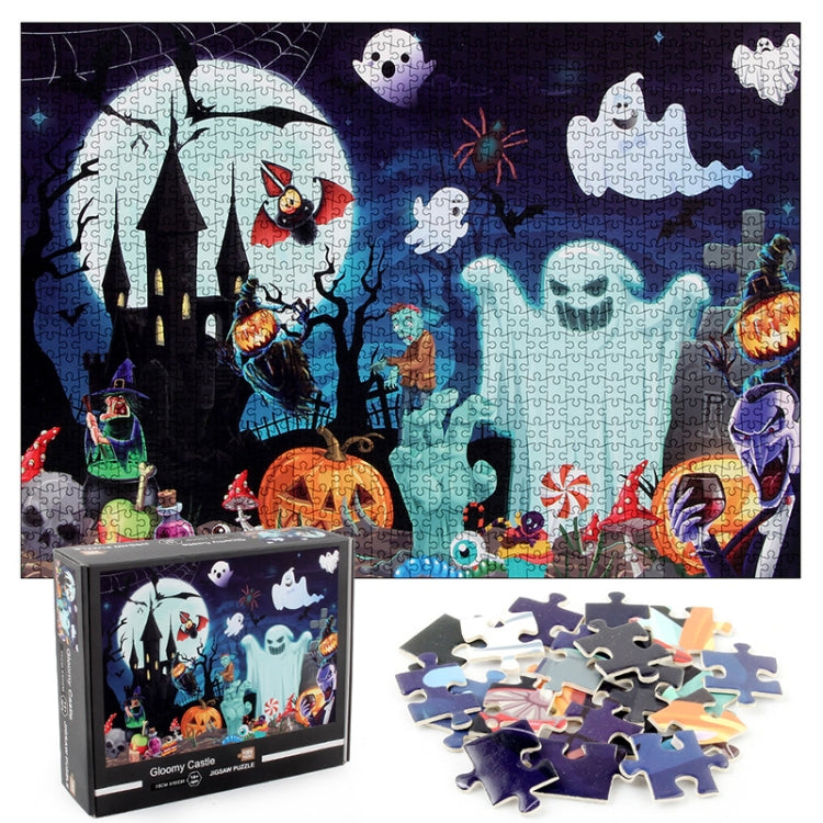 1000 Pieces Adult Jigsaw Puzzle Halloween Pumpkin Skull Paper Puzzle Toy(Gloomy Castle) - Puzzle Toys by buy2fix | Online Shopping UK | buy2fix