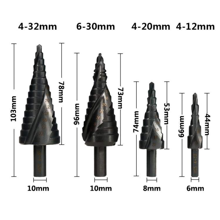 4-32mm Triangular Shank Spiral Flute Step Drill Bit - Drill & Drill Bits by buy2fix | Online Shopping UK | buy2fix