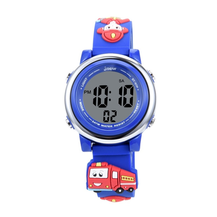 JNEW A380-81447 Children Cartoon Firefighter Waterproof Multifunction Sports LED Electronic Watch(Blue) - Cartoon Watches by JNEW | Online Shopping UK | buy2fix