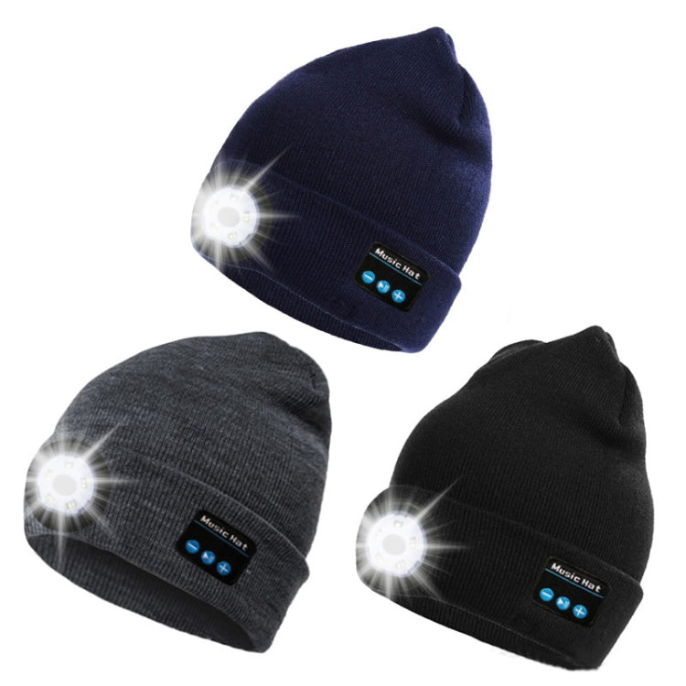 M1-BL LED Glowing Bluetooth Music Hat Wireless Call Night Running Hat(Navy) - Smart Wear by buy2fix | Online Shopping UK | buy2fix