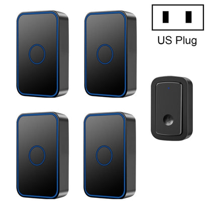 CACAZI A19 1 For 4 Wireless Music Doorbell without Battery, Plug:US Plug(Black) - Wireless Doorbell by CACAZI | Online Shopping UK | buy2fix