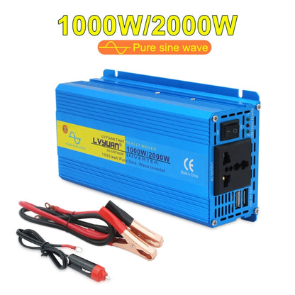 LVYUAN  2000W Car Home Pure Sine Wave Solar Inverter, Specification: 12V To 220V EU Plug - In Car by LVYUAN | Online Shopping UK | buy2fix