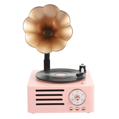 T15 Petunia Retro Vinyl Record Player Wireless Multifunction Mini Bluetooth Audio(Pink) - Mini Speaker by buy2fix | Online Shopping UK | buy2fix