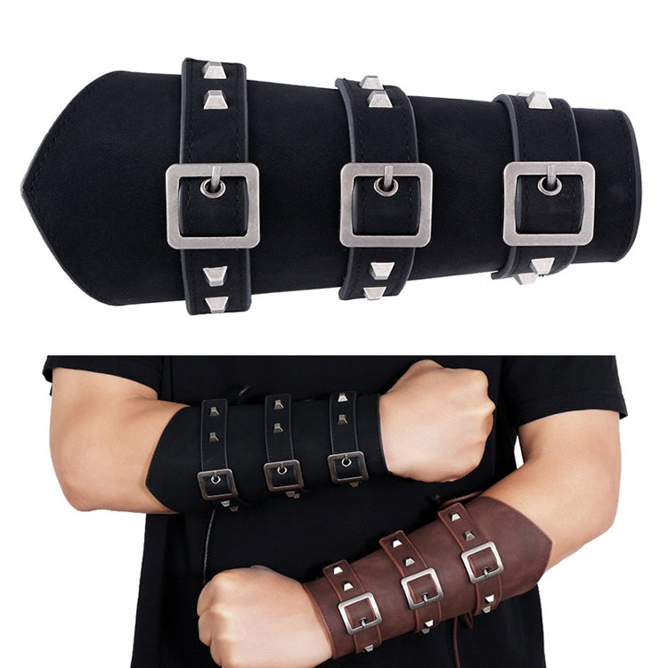 P01994 Men Leather Bracer Personality Punk Riding Arm Guard(Black) - Outdoor & Sports by buy2fix | Online Shopping UK | buy2fix