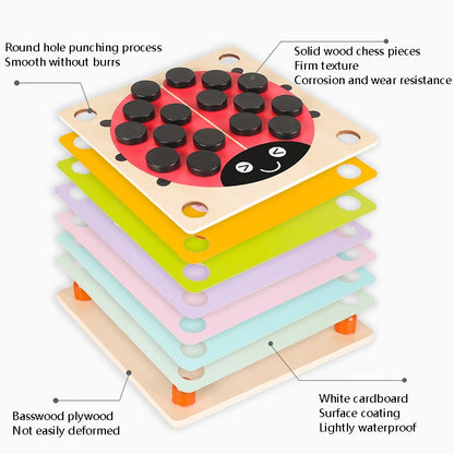 Wooden Beetle Memory Chess Parent-Child Interactive Brain Puzzle Game(Red) - Early Education Toys by buy2fix | Online Shopping UK | buy2fix