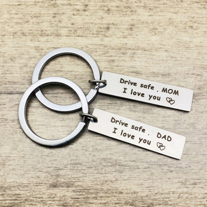 10 PCS C1010 Drive Safe Stainless Steel Tag Keychain 10x40mm(DAD) - In Car by buy2fix | Online Shopping UK | buy2fix