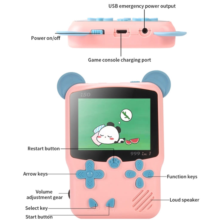 I50 999 in 1 Children Cat Ears Handheld Game Console, Style: Singles (Black) - Pocket Console by buy2fix | Online Shopping UK | buy2fix