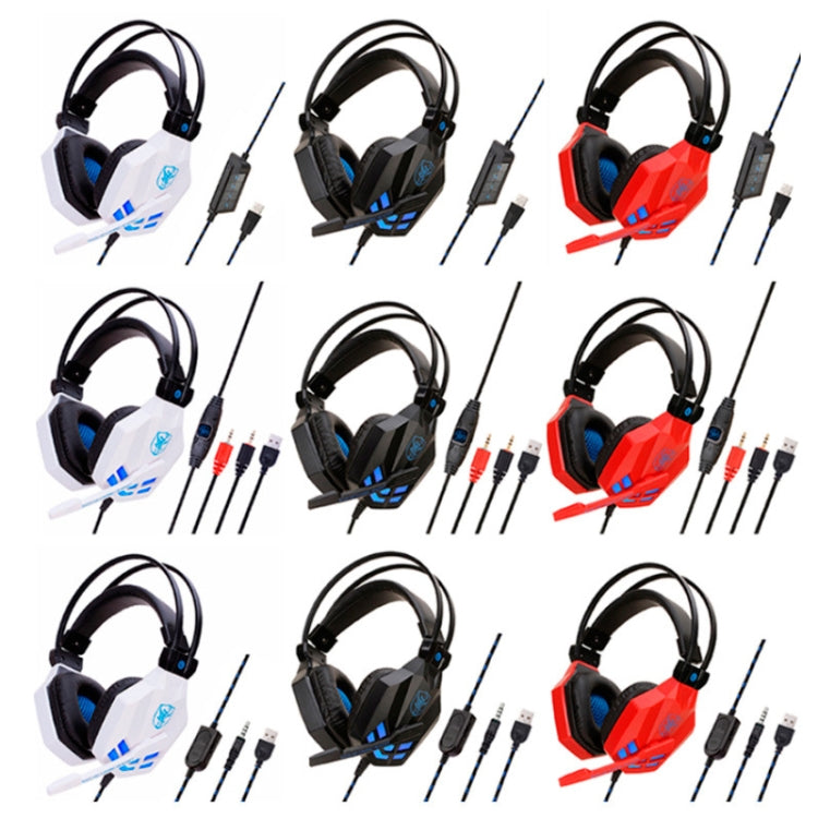 Soyto SY850MV Luminous Gaming Computer Headset For PC (Black Blue) - Multimedia Headset by Soyto | Online Shopping UK | buy2fix