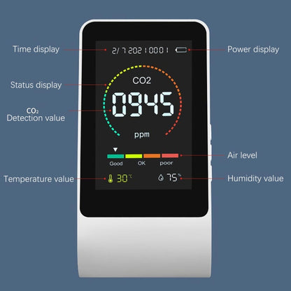 T03 3 In 1 Carbon Dioxide Detector Air Quality Monitor( Semiconductor White) - Consumer Electronics by buy2fix | Online Shopping UK | buy2fix