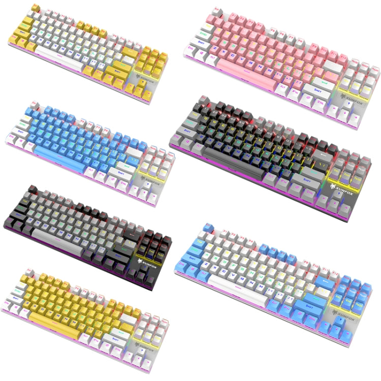 XUNFOX K80 87 Keys Wired Gaming Mechanical Illuminated Keyboard, Cable Length:1.5m(White Yellow) - Wired Keyboard by XUNFOX | Online Shopping UK | buy2fix