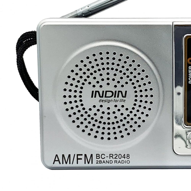 INDIN BC-R2048 AM FM Radio Telescopic Antenna Multifunction Mini Pocket Radio(Silver Gray) - Consumer Electronics by INDIN | Online Shopping UK | buy2fix