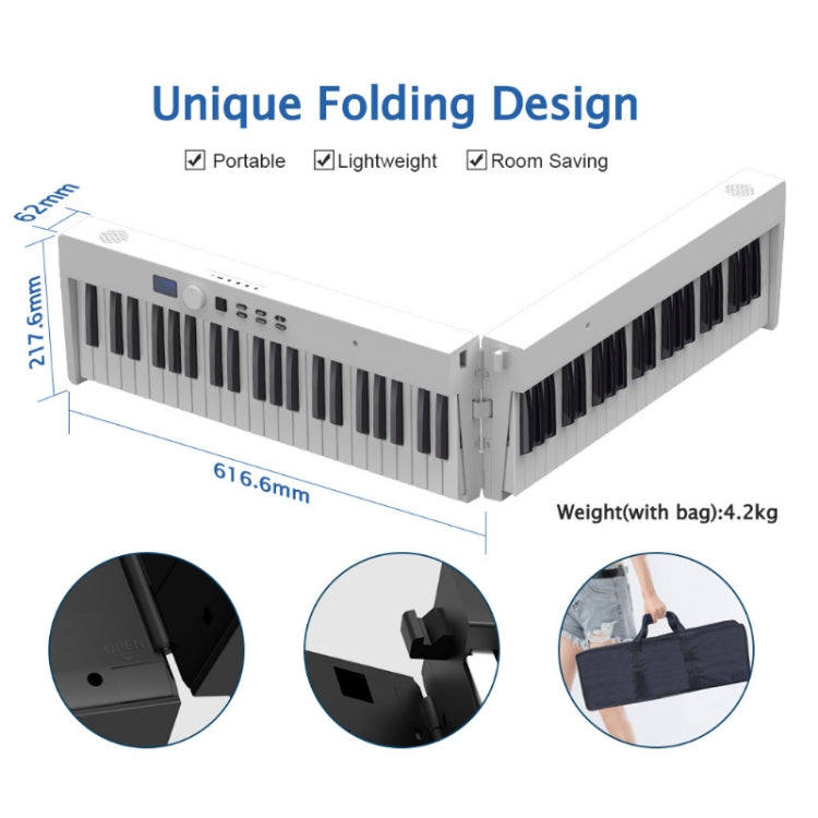 88-Key Portable Smart Folding Electric Piano, EU Plug(PJ88C White) - Keyboard Instruments by buy2fix | Online Shopping UK | buy2fix