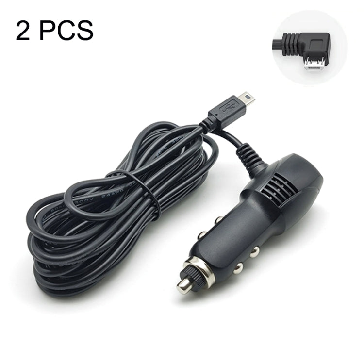 2 PCS Car Charger Fast Charging Driving Recorder Supply Line, Style: 1.5A+2.4A(Android Right Bend) - In Car by buy2fix | Online Shopping UK | buy2fix