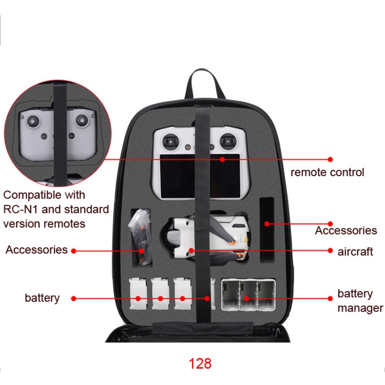 Waterproof Compression Hard Shell Backpack for DJI Mini 3 Pro, Size: 128 Large(Brushed Gray) - Other by buy2fix | Online Shopping UK | buy2fix