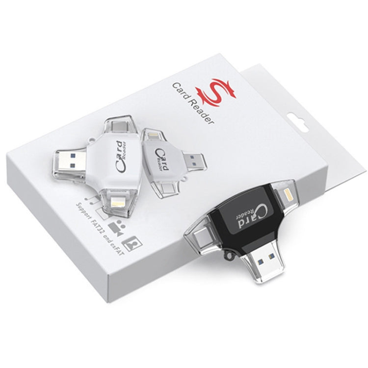 USB 2.0+8Pin +Type-C+Micro USB  4 In 1 Card Reader Supports Reading SD&TF Car(White) -  by null | Online Shopping UK | buy2fix