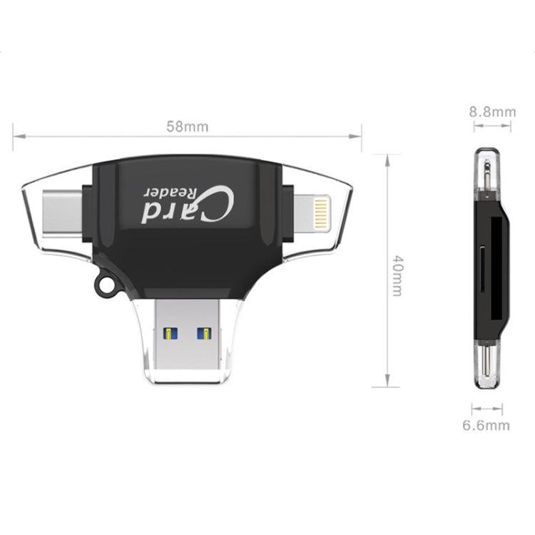 USB 2.0+8Pin +Type-C+Micro USB  4 In 1 Card Reader Supports Reading SD&TF Car(White) -  by null | Online Shopping UK | buy2fix