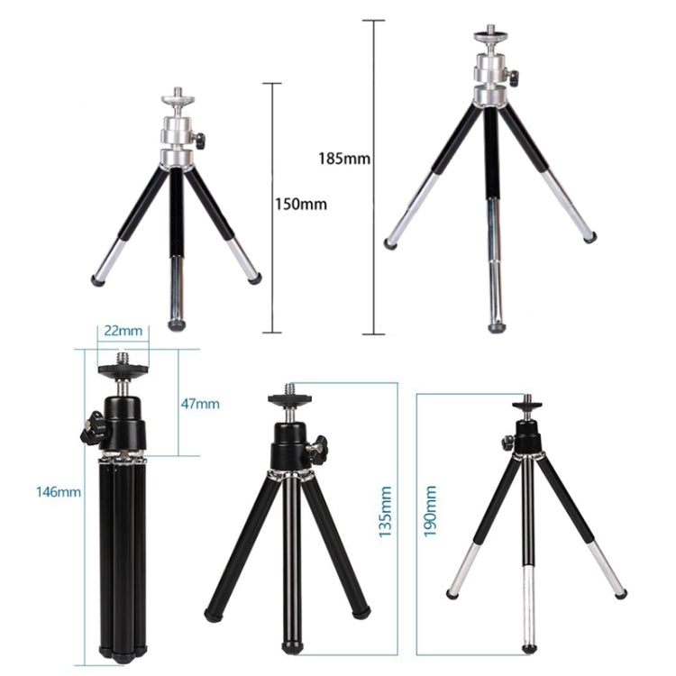 2PCS Projector Phone Stand Desktop Portable Telescopic Mini Metal Tripod, Style: 2 Sections (Black) - Camera Accessories by buy2fix | Online Shopping UK | buy2fix