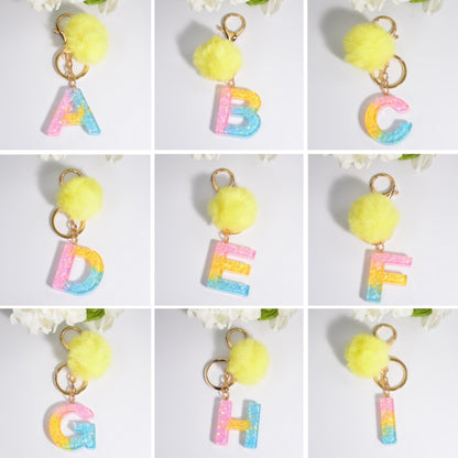 2 PCS Crystal Epoxy Rainbow Color Keychain Hair Ball Ladies Bag Pendant(G) - In Car by buy2fix | Online Shopping UK | buy2fix