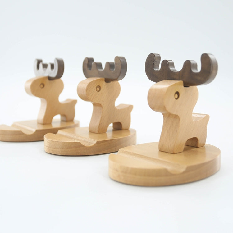 Wooden Mobile Phone Bracket Beech Lazy Mobile Phone Holder,Style: Little Deer With Antlers - Desktop Holder by buy2fix | Online Shopping UK | buy2fix