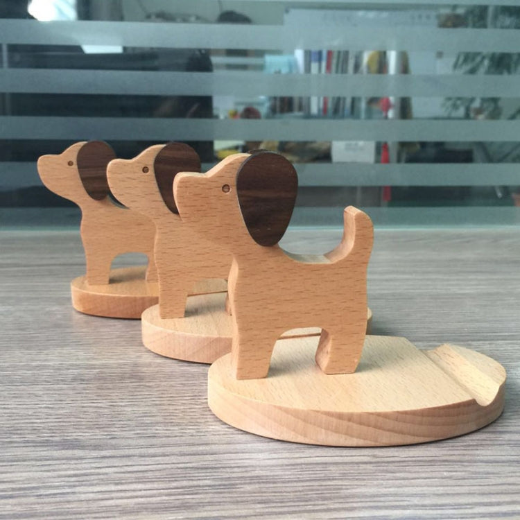 Wooden Mobile Phone Bracket Beech Lazy Mobile Phone Holder,Style: Puppy - Desktop Holder by buy2fix | Online Shopping UK | buy2fix