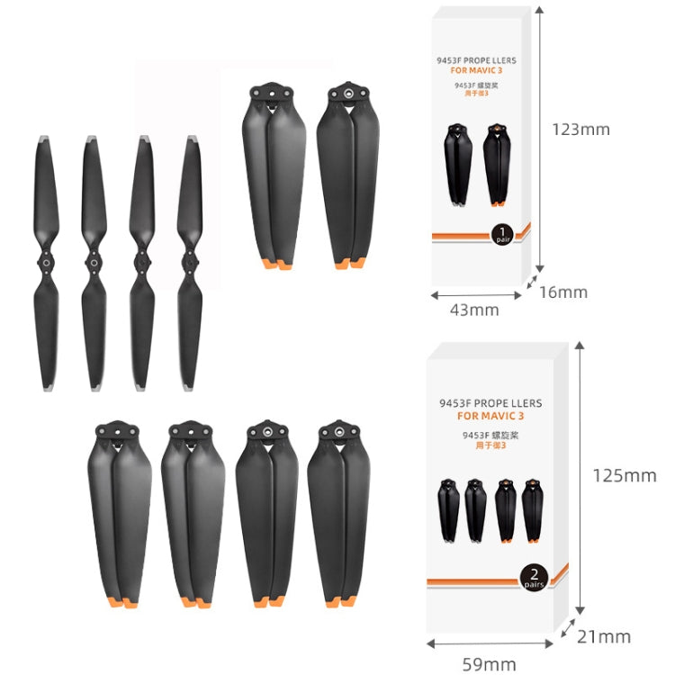 For Mavic 3 2pairs 9453F-2 Orange Paddle Tip Quick Release Blades - DJI & GoPro Accessories by Sunnylife | Online Shopping UK | buy2fix