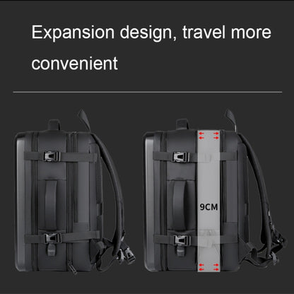 Large-capacity Waterproof Expandable Hard Shell Backpack with USB Charging Hole(161 Black) - Backpack by buy2fix | Online Shopping UK | buy2fix