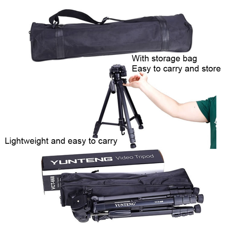 YUNTENG VCT-668RM Portable SLR Camera Tripod Mobile Phone Live Broadcast Support(Black) - Camera Accessories by YUNTENG | Online Shopping UK | buy2fix