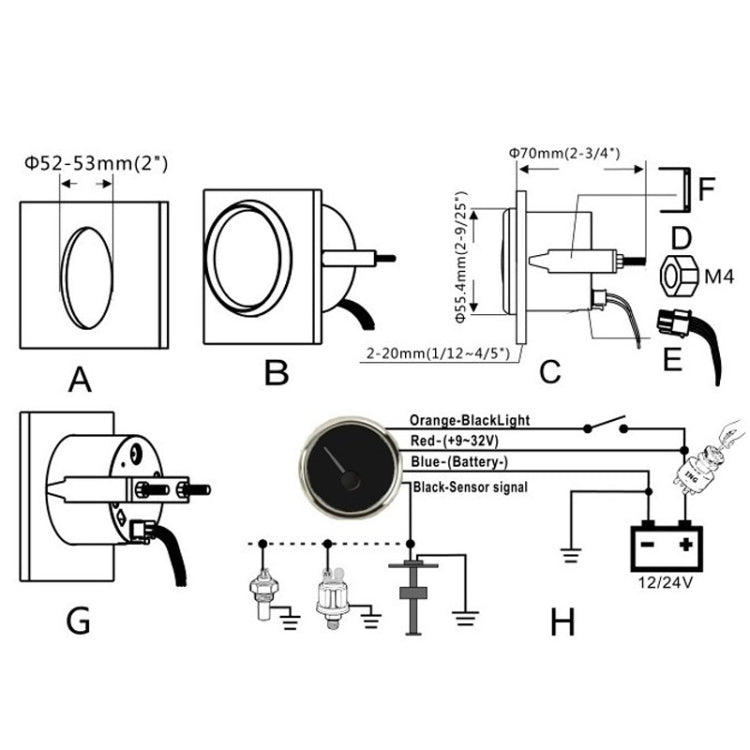 PMW2 DN52mm Car Truck RV Conversion Water Tank Water Level Table(BN) - In Car by buy2fix | Online Shopping UK | buy2fix