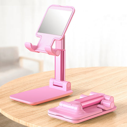 SSKY X5 Desktop Phone Live Foldable Tablet Bracket, Style: With Mirror Version (Pink) - Desktop Holder by SSKY | Online Shopping UK | buy2fix