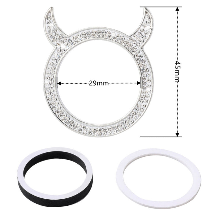 2 PCS Car Starter Button With Diamond Small Devil Decorative Ring(White) - In Car by buy2fix | Online Shopping UK | buy2fix