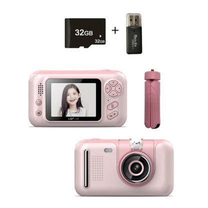 2.4 Inch Children HD Reversible Photo SLR Camera, Color: Pink + 32G Memory Card + Card Reader - Children Cameras by buy2fix | Online Shopping UK | buy2fix