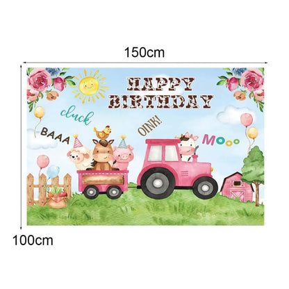 1.5m x 1m Cartoon Farm Animals Photography Backdrop Birthday Party Background Decoration(MDN11920) - Camera Accessories by buy2fix | Online Shopping UK | buy2fix