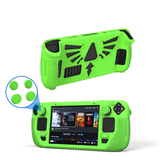 For Steam Deck V V4-1 Pocket Consoles Silicone Non-slip Protective Case with Holder Function(Green) - Accessories by buy2fix | Online Shopping UK | buy2fix