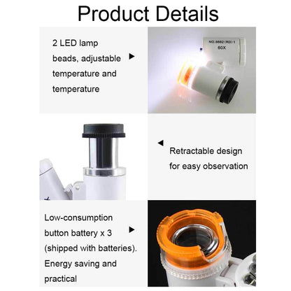 9882(RD) 60X Mini HD Banknote Detection Optical Microscope with LED Light, Color: Black - Consumer Electronics by buy2fix | Online Shopping UK | buy2fix