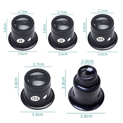 5pcs Eyepiece Magnifier Glass Lens Eyepiece Type Repair Magnifier, Times: 15X - Consumer Electronics by buy2fix | Online Shopping UK | buy2fix