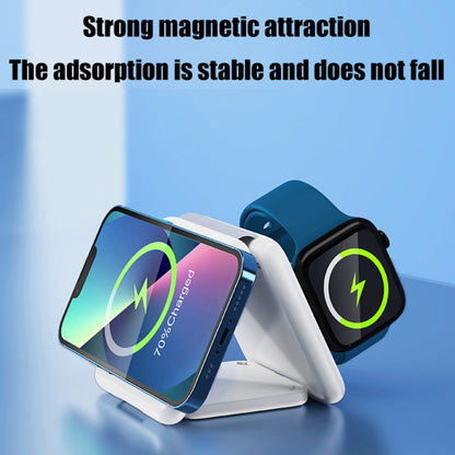 Folding 3 In 1 Wireless Charger For iPhone, Galaxy, Huawei, Xiaomi, LG, HTC and Other QI Standard Smart Phones (White) - Wireless Charger by buy2fix | Online Shopping UK | buy2fix