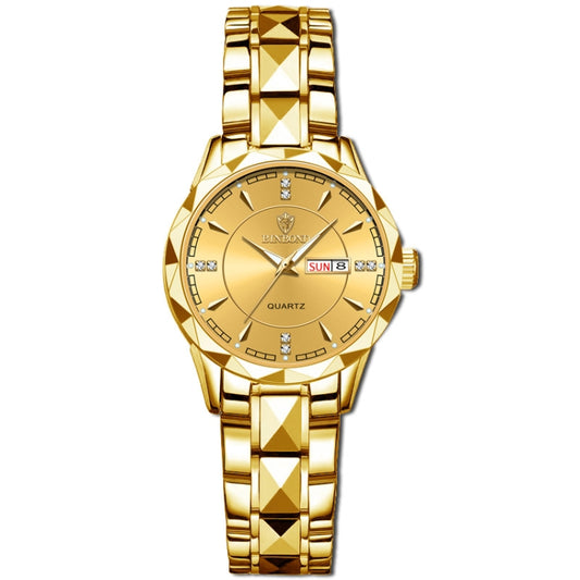 BINBOND B5552 Luminous Multifunctional Business Calendar Quartz Watch(Female-Full-gold-Gold) - Metal Strap Watches by BINBOND | Online Shopping UK | buy2fix