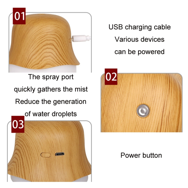 Desktop USB Humidifier Wood Grain Air Aromatherapy Night Light(Light Color) - Air Purifiers & Parts by buy2fix | Online Shopping UK | buy2fix