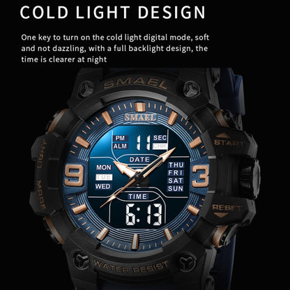 SMAEL 8049 Waterproof Sports Watch Men Multi-function Night Light Electronic Watch(Orange) - Leather Strap Watches by SMAEL | Online Shopping UK | buy2fix