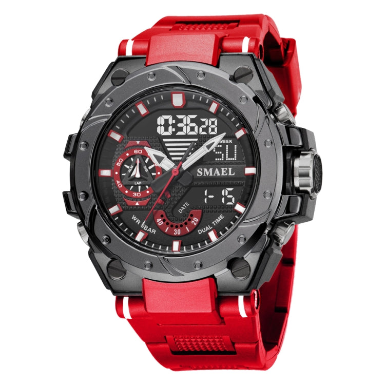 SMAEL 8060 Waterproof Sports Alloy Men Watch Luminous Display HD Mirror Watch(Red) - LED Digital Watches by SMAEL | Online Shopping UK | buy2fix