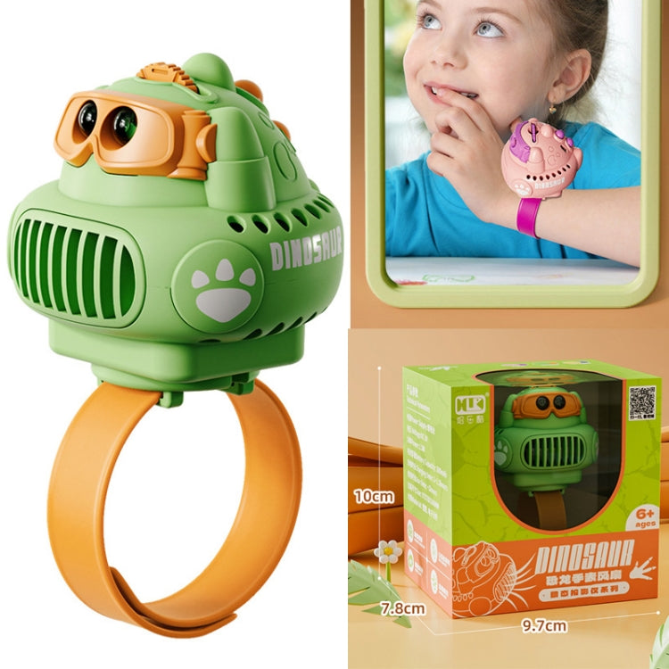 Cartoon Dinosaur Watch Fan Projection USB Student Wrist Leafless Mini Fan(Yellow) - Consumer Electronics by buy2fix | Online Shopping UK | buy2fix