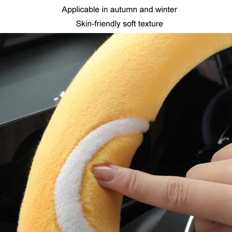 Car Steering Wheel Cartoon Short Fluff Handle Cover, Size: 38cm(Black White Round) - In Car by buy2fix | Online Shopping UK | buy2fix