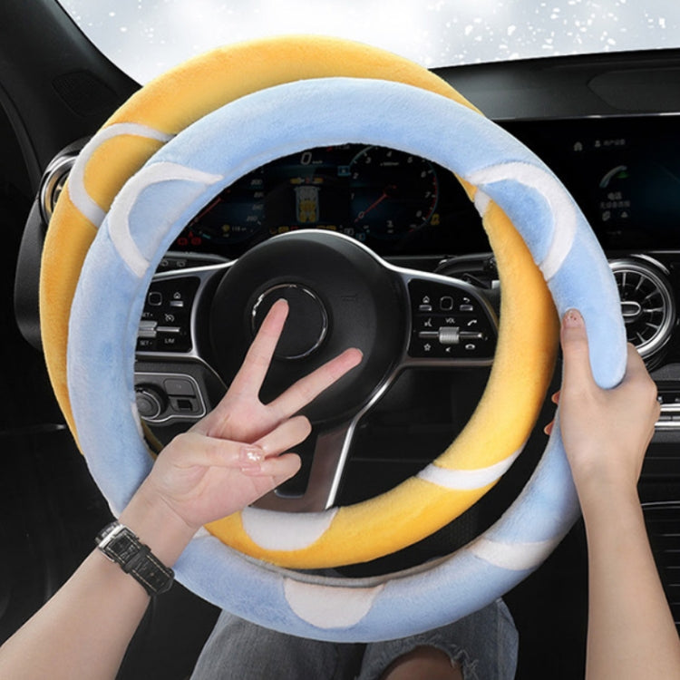 Car Steering Wheel Cartoon Short Fluff Handle Cover, Size: 38cm(Blue Round) - In Car by buy2fix | Online Shopping UK | buy2fix