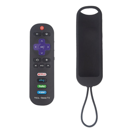 For TCL Roku RC280/RC282 2pcs Oval Remote Control Silicone Case(Black) - Consumer Electronics by buy2fix | Online Shopping UK | buy2fix
