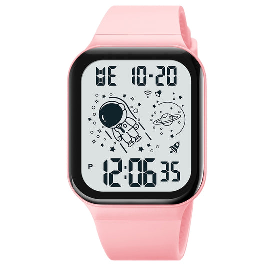 SKMEI 1863 Multifunctional Astronaut Student Digital Sports Square Watch(Pink White Machine) - LED Digital Watches by SKMEI | Online Shopping UK | buy2fix