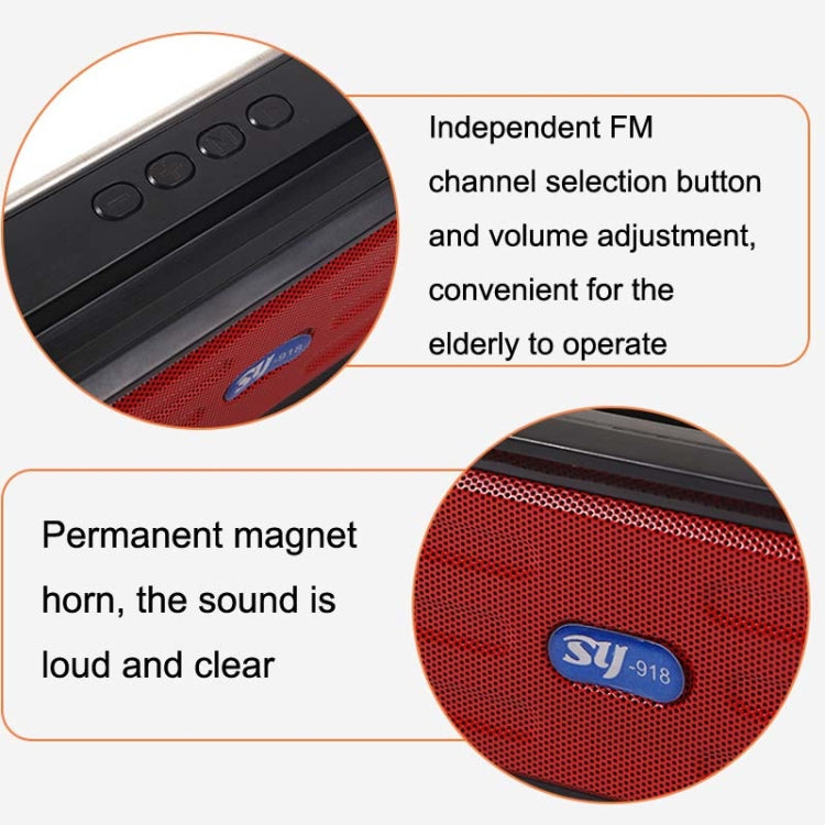 BAIJIALI SY-918 Solar Emergency Radio Read U Disk Large Volume Speaker LED Light Portable Player(Red) - Consumer Electronics by BAIJIALI | Online Shopping UK | buy2fix