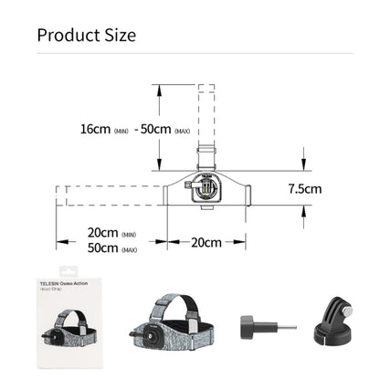 TELESIN Head Strap Double Mount Skidproof Multiangle Adjustment for Action Camera Accessories - DJI & GoPro Accessories by TELESIN | Online Shopping UK | buy2fix