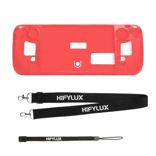 For Steam Deck Hifylux ST-PF14 Game Console Silicone Case Anti-scratch Non-slip Handheld Case Lanyard(Red) - Accessories by buy2fix | Online Shopping UK | buy2fix